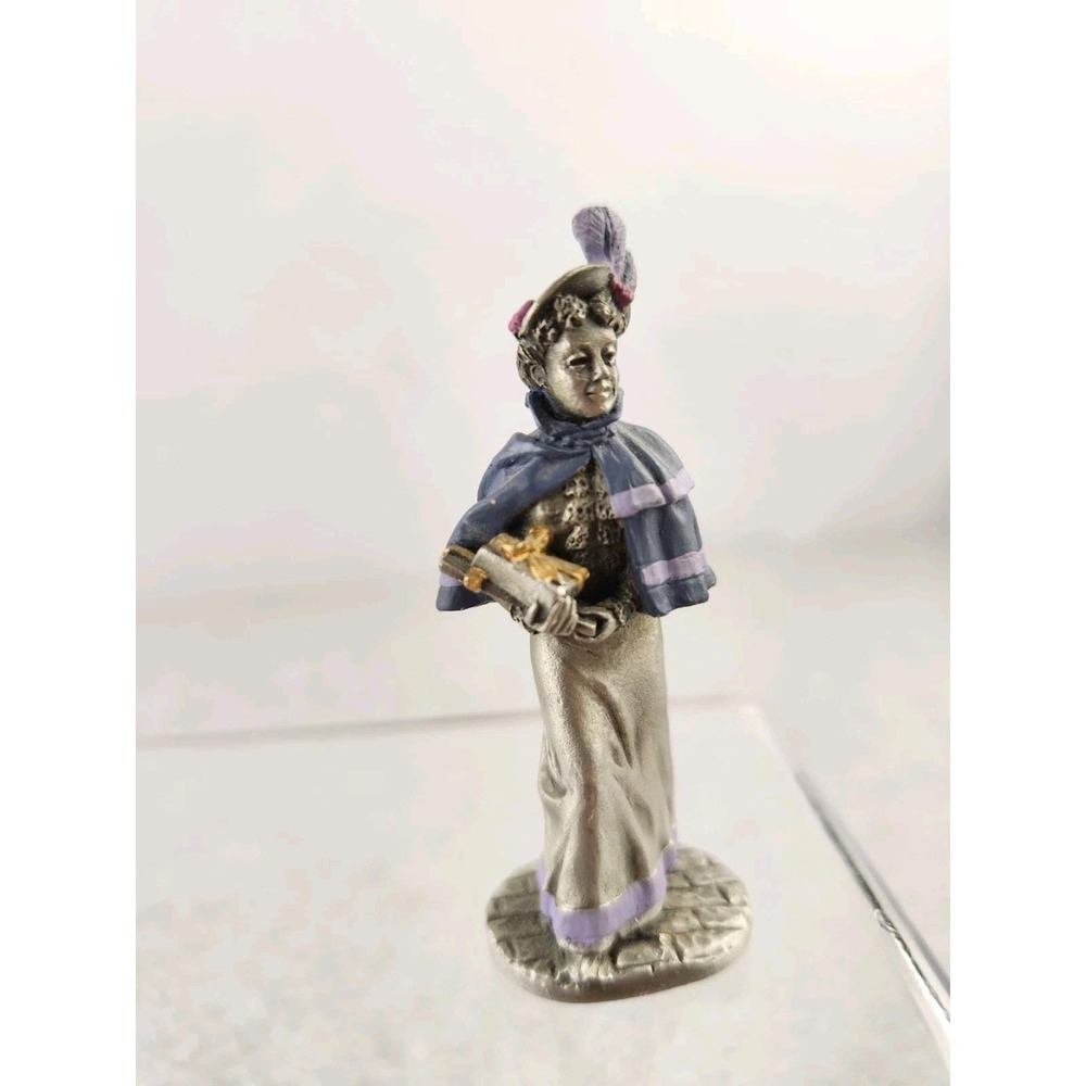 Hudson Pewter Villagers 1990 Vintage #5248 Hand Painted Victorian Lady Cape Gift